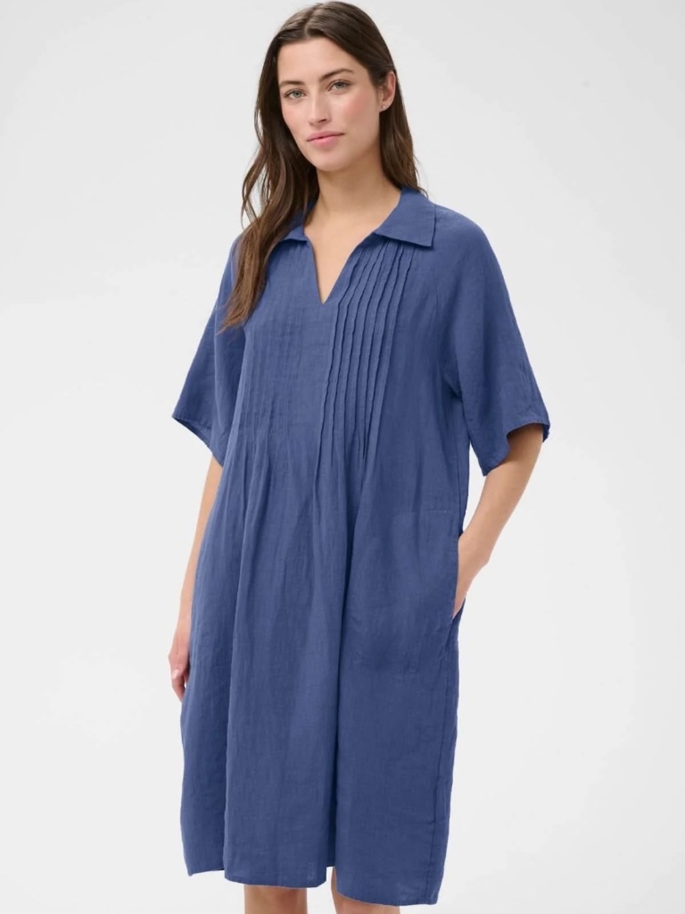 Blue linen dress